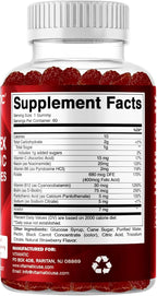 Vitamatic Vitamin B Complex Gummies with Vitamin C & Inositol - Natural Strawberry Flavor - 60 Gummies (2 Bottles)