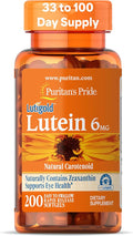 Puritan's Pride Premium Lutigold™ Lutein Carotenoid 6mg with Zeaxanthin for Men and Women, Dietary Supplement for Eye Health Support, 200 Rapid Release Softgels