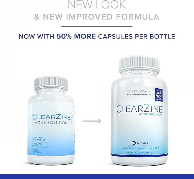 Acne Pills for Teens & Adults | Clear Skin Supplement, Vitamins for Hormonal & Cystic Acne | Stop Breakouts, Oily Skin and Zits, 90 Caps