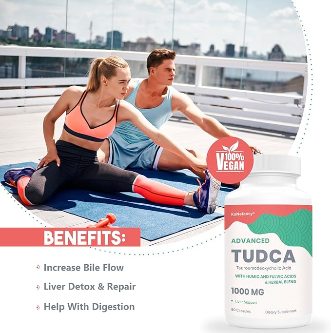 KoNefancy TUDCA Liver Supplements 1000 mg-Bile Salts for Liver Detox-Milk Thistle Herbal Blend with Fulvic and Humic Acid for Liver,Digestive Health,60 Vegan Capsules