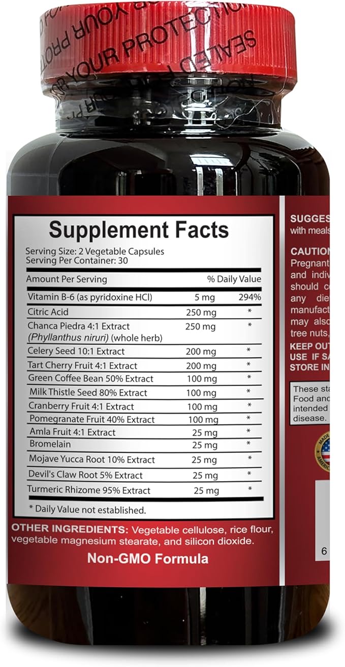 Natural URIC Acid Formula - Joint Health Supplement with Tart Cherry Extract, Uric Acid Control, Kidney and Liver Support with Milk Thistle - 1 Bottle