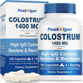 Organic Bovine Colostrum Capsules, 1400mg Colostrum Supplement Powder for Immune & Gut Support, Energy Support, Skin Health, Hair Growth - No Fillers, Non-GMO, 120 Capsules