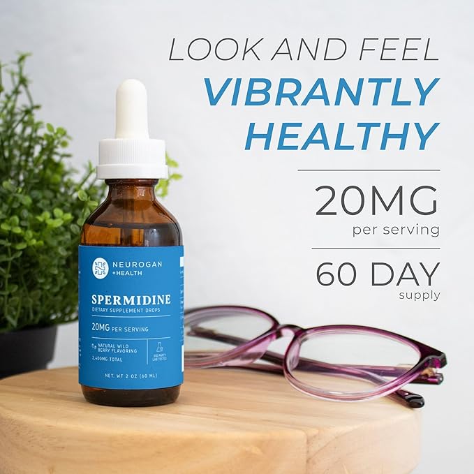 Neurogan Spermidine Supplement - 20 mg per Serving | 98% Pure | Autophagy Support & Cellular Health Supplements | Liquid Spermidine 3rd Party Tested | 60 mL, Made in USA