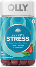 OLLY Goodbye Stress Gummy, GABA, L-Theanine, Lemon Balm, Stress Relief Supplement, Berry - 74 Count