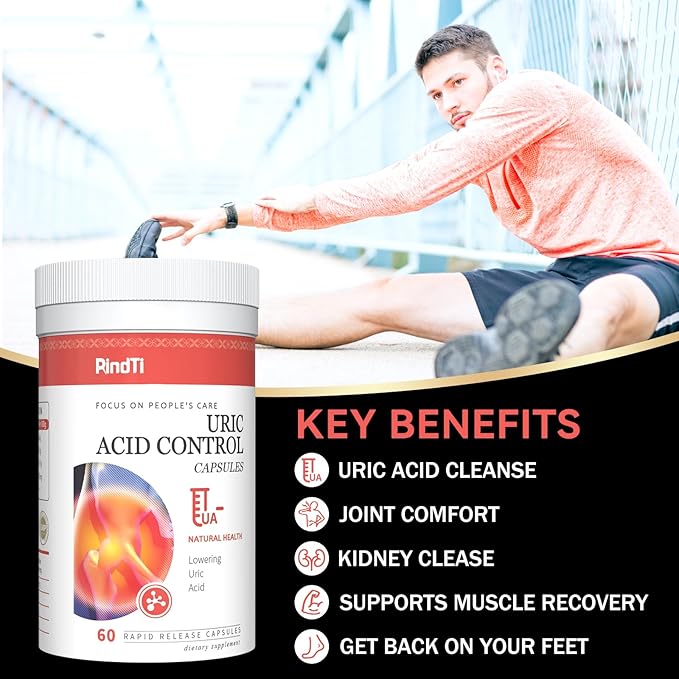 Purge Uric Acid Flush Detox and Cleanse with Tart Cherry, Celery Seed Extract and Turmeric for Daily Joint Comfort and Kidney Support, 60 Capsules