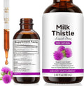 Milk Thistle Silymarin Marianum Supplement Liquid Drop for Liver & Kidney Cleansing Support, Potent Antioxidant, Herbal-Based Formula, Non-GMO - 2 Fl.Oz/60 ML