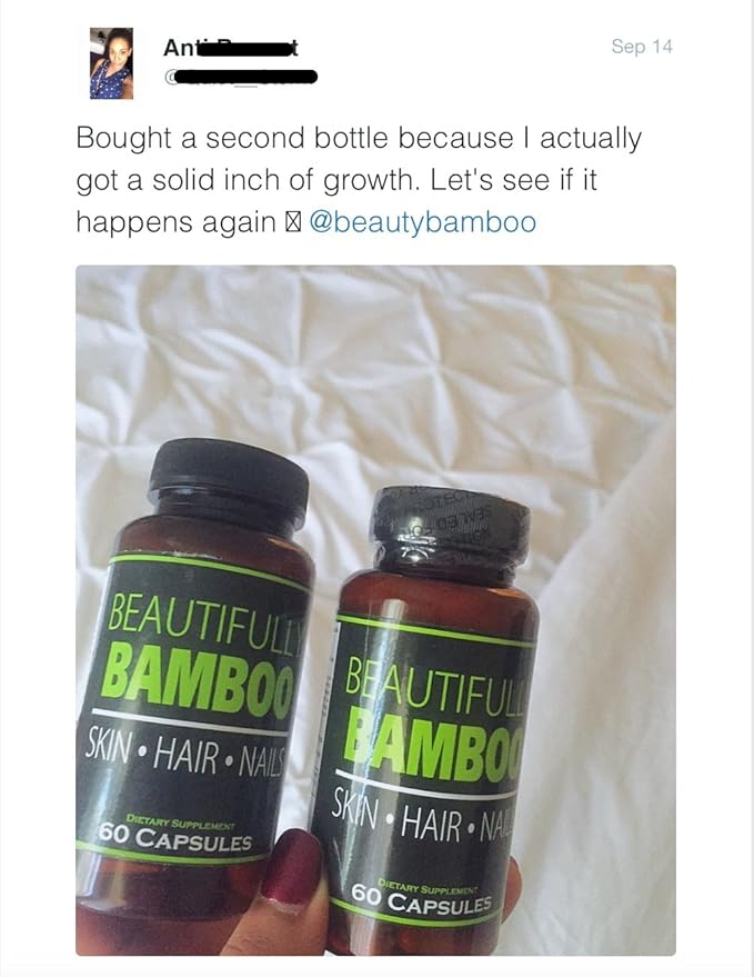 Beautifully Bamboo Ultra Vitamin for Skin, Hair, and Nail Growth. Enriched with Biotin, Bamboo Silica, Amino Acids and more (60 capsules)
