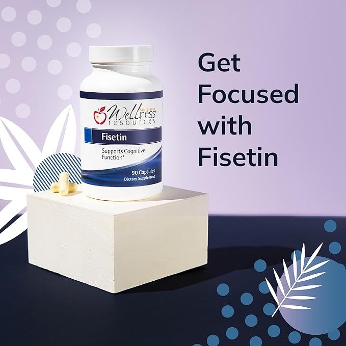 Wellness Resources Fisetin - Novusetin Fisetin Supplement for Longevity, Memory, Focus, Brain Health - Senolytic and Situin Activator - Gluten-Free, Non-GMO, Vegan (100mg, 90 Capsules)