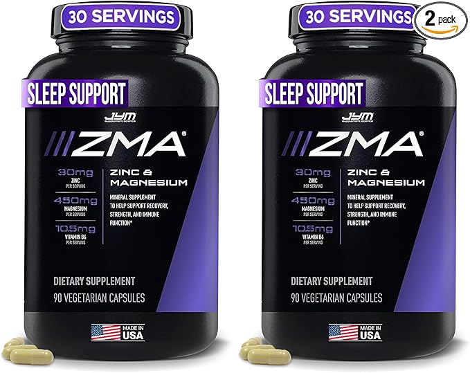 ZMA JYM, Zinc & Magnesium Supplement - Zinc, Magnesium and Vitamin B6, YM Supplement Science, 90 Vegetarian Capsules (Pack of 2)