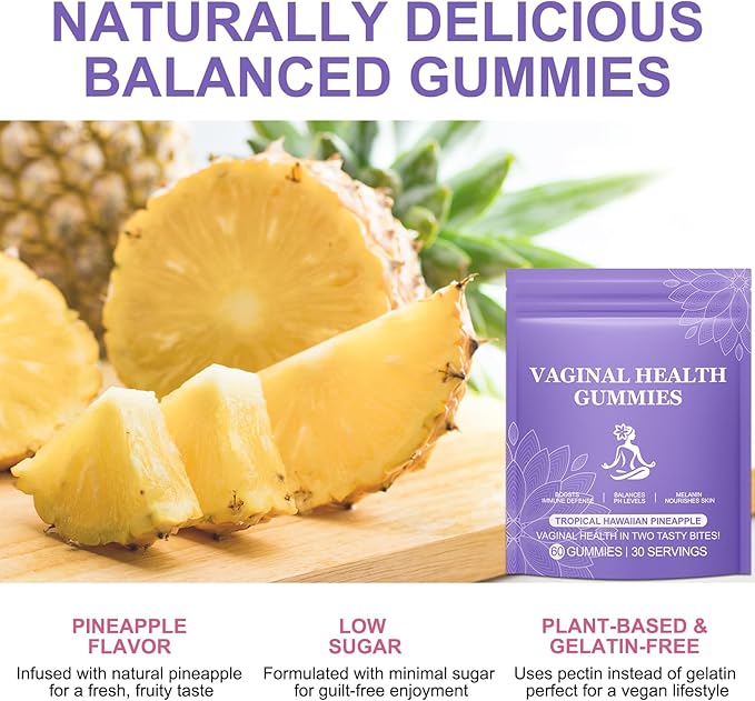 Pineapple Gummies for Women PH 120 Count, PH Balance for Women, Probiotics Vaginal Gummy, Improve Immune, Hawaiian Pineapple Flavor, Vegan & Low Sugar, Premium Balance Gummies