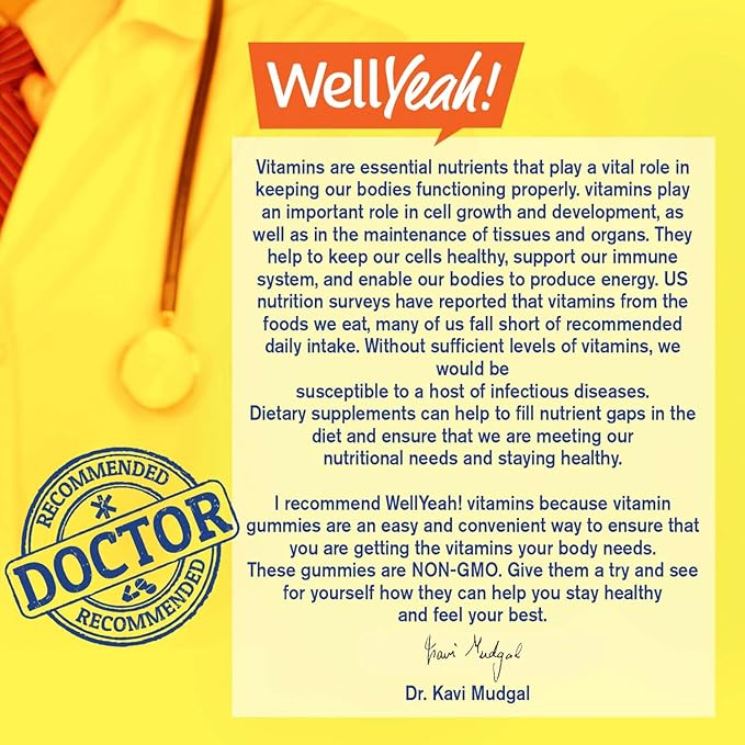 WellYeah Vitamin B12 1000mcg Gummies - for Energy, Mood, Metabolism and Immune System Support - Vegan Friendly and Gluten-Free, GMO Free and Doctor Recommended - 60 Gummies