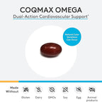 XYMOGEN CoQmax Omega 50 mg - Dual-Action Heart Health Support - CoQ10 Plus Fish Oil Omega-3 - MaxSimil Monoglyceride EPA DHA - Enhanced Absorption - 120 Softgels