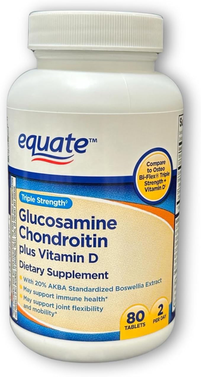 Glucosamine Chondroitin Plus Vitamin D- Tablets Triple Strength, 80ct (Pack of 1)