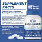 Colostrum Supplement 120 Capsules for Humans - Organic Bovine Colostrum Powder for Gut Health, Hair Growth, Beauty, and Immune Support - Unflavored (120 Capsules)
