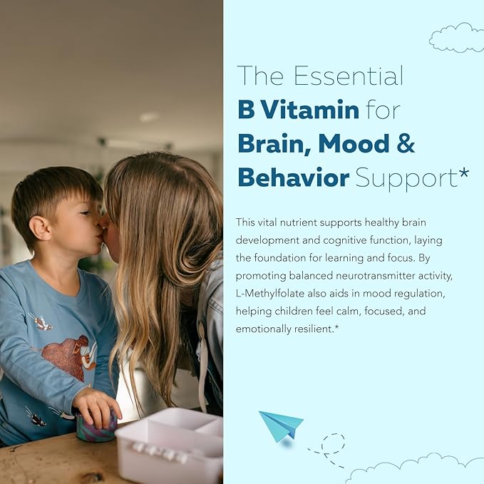 Organic Kids L-Methylfolate + Methyl B12 Cofactor - MTHFR Sublingual Form - 5-MTHF, Superior Form of Folate - Adjustable Dosing for All Ages - Mood, Behavior, Cognition - Organic Berry Flavor, 1 Fl oz