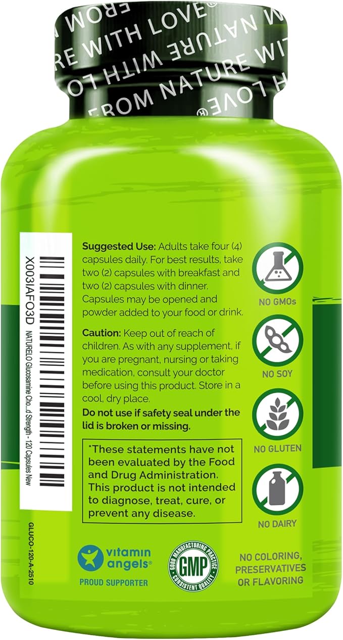 NATURELO Glucosamine Chondroitin MSM with Boswellia and Vitamin C - Supplement for Joint Comfort, Mobility, and Strength - 120 Capsules (Pack of 2)