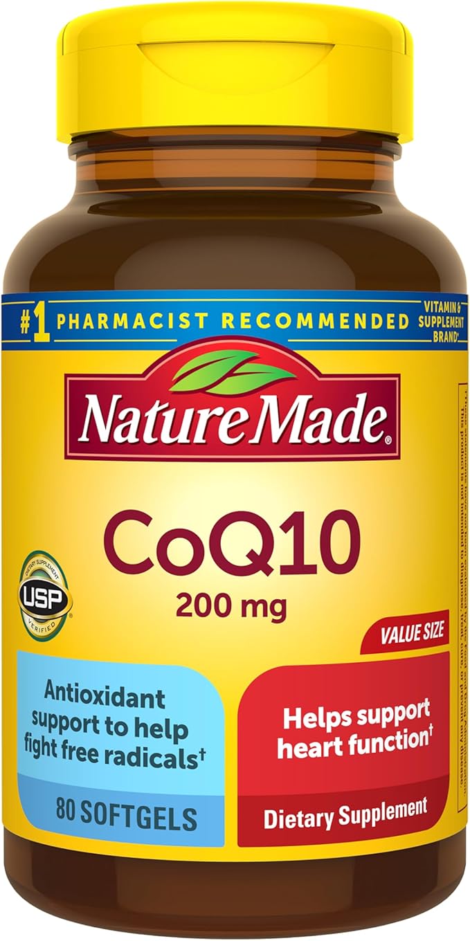 Nature Made CoQ10 200mg Softgels, Dietary Supplement for Heart Health Support, 80 Softgels, 80 Day Supply
