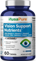 NusaPure Vision Support Nutrients with Vitamin A, C, E, Calcium, Zinc, Selenium, Copper, Lutein 60 Tablets Non-GMO Dietary Supplement