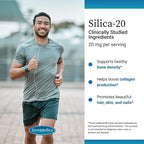 EuroMedica Silica-20 - Supplement Supports Bone Structure & Collagen Production - Strong Teeth & Healthy Bone Density Support - Aids Hair, Skin & Nails Health - 60 Tablets (30 Servings)