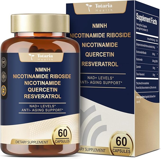 Totaria NMNH 500mg (Dihydronicotinamide Mononucleotide), Premium NMN Alternative Supplement w/Niacinamide (Vitamin B3), Quercetin, Trans-Resveratrol, 60 Ct