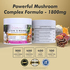 Women's PureBalance Lion's Mane Mushroom Supplement Capsules with Reishi, Cordyceps, Turkey Tail – Brain Nootropic for Memory, Focus, Natural Energy, & Immune Support, Non-GMO (120 Capsules)