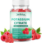 Potassium Citrate Supplement Gummies, Potassium Supplements for Women & Men, Helps Maintain Muscle Wellness & Electrolyte Balance, Vegan, Raspberry Flavor, 120 Count Potassium Gummies