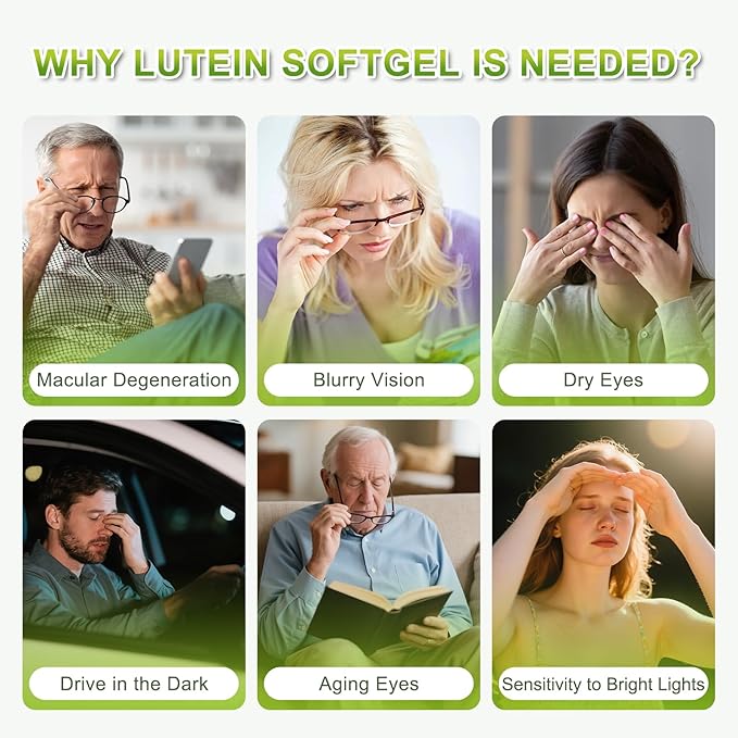 Lutein and Zeaxanthin Supplement - Eye Vitamins 300 Softgels, 20mg Lutein & 4mg Zeaxanthin with Vitamins C, E, Zinc, Copper for Blue Light Protection, Eye Health Support, 10 Months Supply
