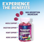 Magnesium Citrate Gummy - High Absorption Magnesium Gummies for Adults & Kids - Enhanced Bioavailability Form Mag Citrate Supplement - Improved Vegan Formula - Delicious Raspberry Flavor - 120 Gummies