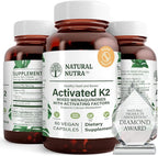 Natural Nutra Full Spectrum Vitamin K2 Supplement, Support Cardiovascular Health, Liver Function, Metabolic Health, Heart Health, Help Promotes Bone & Dental Health, 75 mcg, 60 Capsules (Pack of 3)