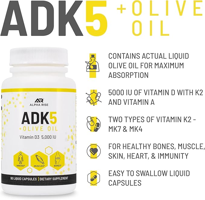 ADK 5 Vitamin Supplement + Best Over-The-Counter Prostate Support - Prostate Health Supplement for Men
