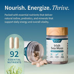 Snap Supplements Irish Sea Moss with Bladderwrack, Burdock Root & Iodine – Natural Sea Moss Supplement to Support Gut Health, Energy & Healthy-Looking Skin, 60 Vegan Capsules (1 Month Supply)