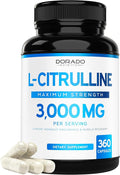 L Citrulline 3000mg Supplement (360 Capsules) Support L Arginine & Nitric Oxide Pills - L-Citrulline For Men & Women - Muscle Recovery & Pump Supplement - 3rd Party Tested, Vegan, Non-GMO - USA Made