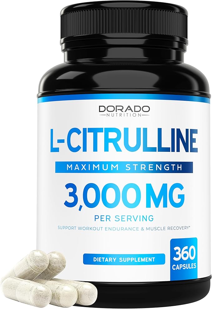 L Citrulline 3000mg Supplement (360 Capsules) Support L Arginine & Nitric Oxide Pills - L-Citrulline For Men & Women - Muscle Recovery & Pump Supplement - 3rd Party Tested, Vegan, Non-GMO - USA Made