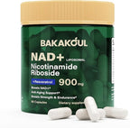 BAKAKOUL NAD Supplement - Liposomal Nicotinamide Riboside, Resveratrol, Quercetin, NAD Nicotinamide Riboside Resveratrol 900mg, NAD+ Supplement for Men and Women, 80 Capsules 1 Pack