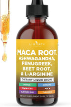 Organic Maca Root Liquid Drops with Ashwagandha, Nettle, Fenugreek, Beet Root and L-Arginine Liquid Multivitamin for Women and Men - 2oz