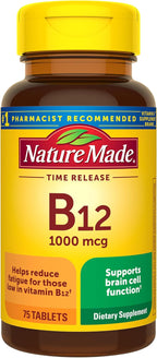 Nature Made Vitamin B12 1000 mcg, B12 Vitamins, Dietary Supplement for Energy Metabolism Support, 75 Time Release Tablets, 75 Day Supply