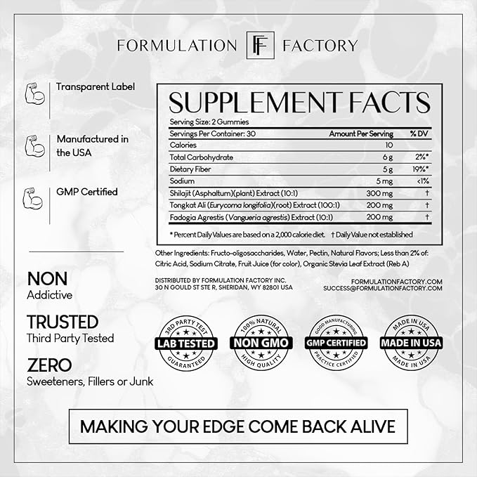 Self Obsessed Shilajit Gummies for Men, Tongkat Ali + Fadogia Agrestis Supplement, Energy, Strength, Drive & Vitality Support, Natural Masculinity Formula (1 Month Supply – 120 Count, Pack of 1)