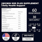 Superoxide Dismutase Supplement 500mg - SOD Plus with Liposomal Glutathione, AKG, Green Tea Extract, L-Arginine, Lysine, Resveratrol and Vitamin E for Immune Support, Antioxidant 180 Capsules