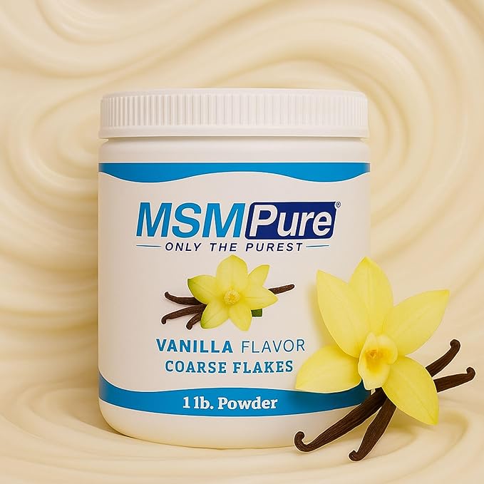 KALA HEALTH MSMPure Vanilla Flavored Coarse MSM Powder Flakes – US-Made MSM for Joint Health, Skin Appearance, and Hair & Nail Support – 1 lb, Organic Sulfur