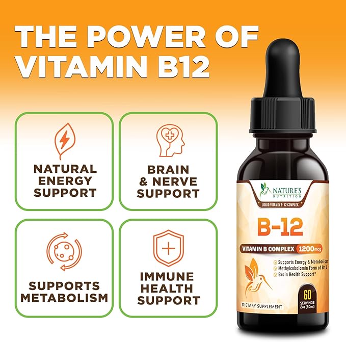 B-12 Vitamin Energy Drops (Methylcobalamin) Extra Strength Super B Complex - Sublingual B12 Liquid for Immune Support, Heart Health & Cellular Energy Support, Raspberry Flavored - 2 Fl Oz