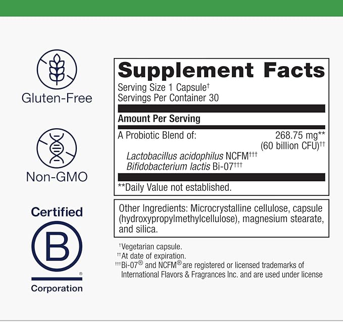 Metagenics UltraFlora IB Probiotic - 60 Bil. CFU - Relief for Occasional Intestinal Distress* - Supports Digestive Health, Bloating & Gut Balance* - Lactobacillus & Bifidobacterium Blend - 30 Capsules