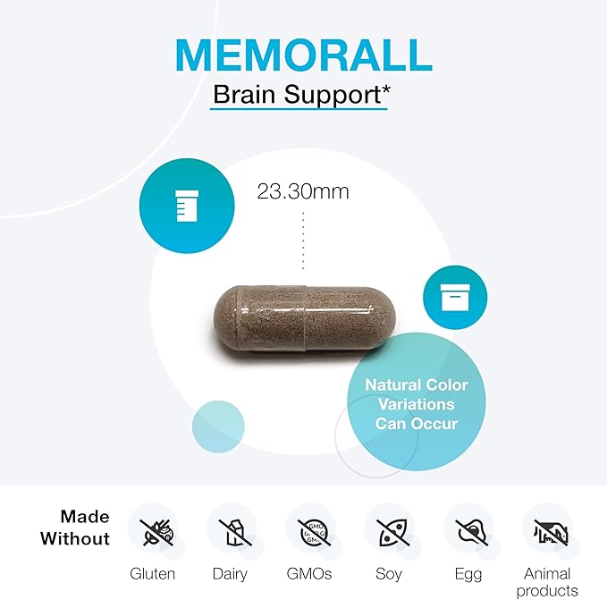 XYMOGEN MemorAll - Brain Support Supplement - Vitamins + Botanicals That Support Cognitive Function and Healthy Memory - Folate, Ginkgo, NAC, Phosphatidylserine, B12, B6, Huperzine A (60 Capsules)