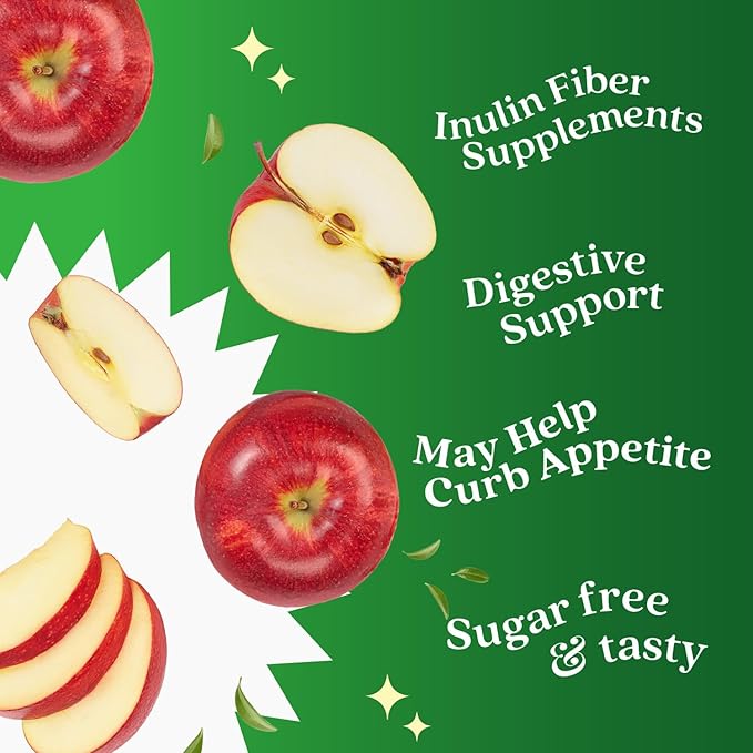 BeLive Fiber Gummies - Sugar Free Prebiotic Digestive Health and Regularity Supplement - Chicory Root & Inulin - for Adults and Kids - Apple Flavor - 60 Count