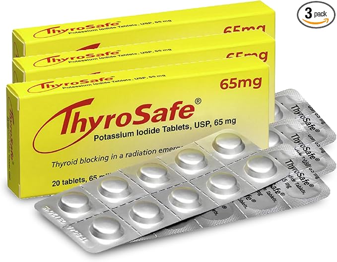 65mg Potassium Iodide Tablets (60 Pack) - Protects Your Thyroid from Nuclear Radiation Exposure