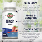 Kal 25 Mg Niacin Tablets, Strawberry, 200 Count