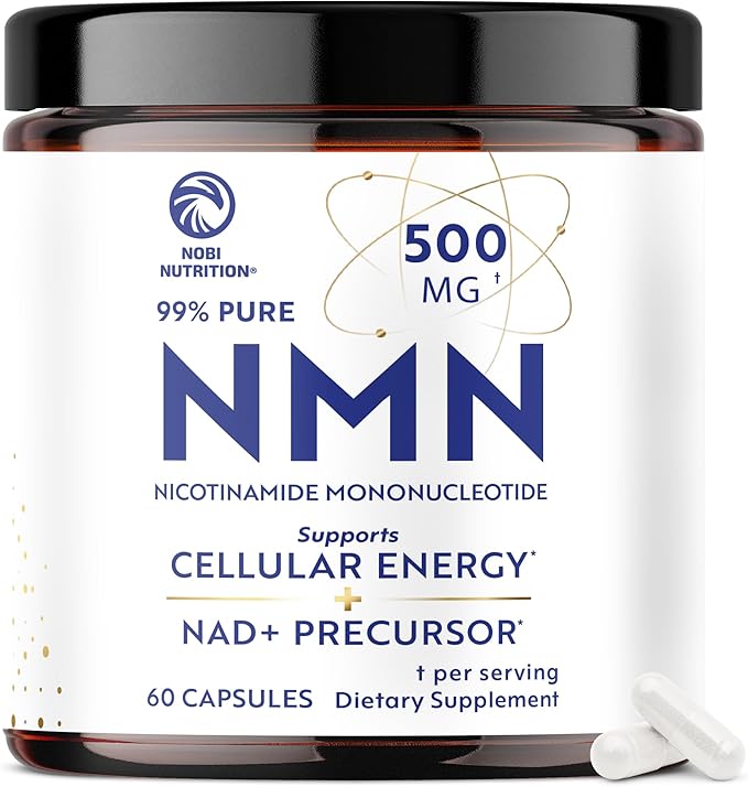 NMN Supplement 500mg | 99% Pure | NAD+ Precursor for Cellular Energy, Longevity, Repair, and Healthy Aging Support | Third-Party Tested & Non-GMO | Nicotinamide Mononucleotide | 60 NMN Capsules