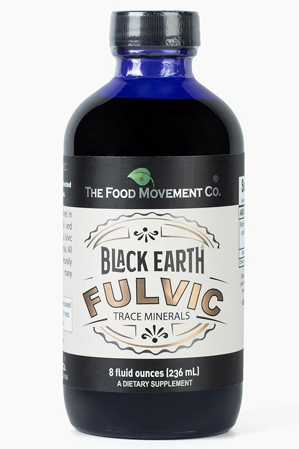 THE FOOD MOVEMENT CO. Black Earth Fulvic Acid - Humic Fulvic Minerals with Electrolytes for Digestive Health and Exercise Recovery, 8 oz Trace Minerals Supplement