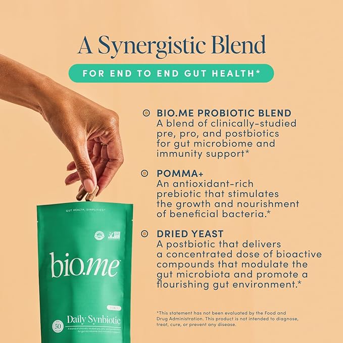 Synbiotic 3-in-1 Prebiotics, Probiotics & Postbiotics for Digestive Health, Gut Health, Immune Support & Bloating Relief for Men & Women - 50 Billion CFU Per Serving - Vegan, 60 Capsules (30 Servings)