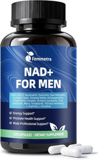 NAD+ Supplements for Men with Saw Palmetto | All-in-One Cellular Energy, Prostate Support & Nitric Oxide Supplement with Resveratrol, L-Arginine | Non-GMO, 120 Capsules