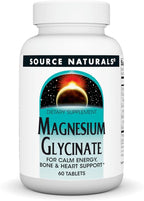Source Naturals Magnesium Glycinate, Chelated for high Absorption | for Calm Energy, Bone & Heart Support*, 200 mg per Serving - 60 Tablets